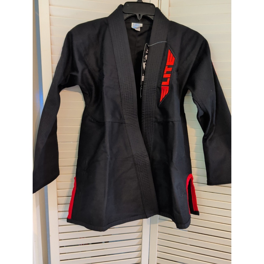 ELITE Sports Kids BJJ Brazilian Jiujitsu Gi Uniform Top Black/Red - Youth Sz. C2